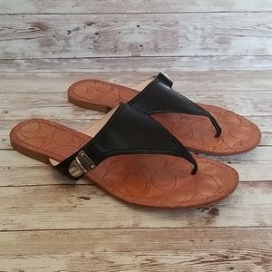 Coach "Olena" Black Leather Thong size 8.5